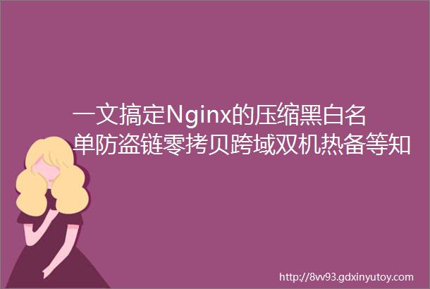 一文搞定Nginx的压缩黑白名单防盗链零拷贝跨域双机热备等知识